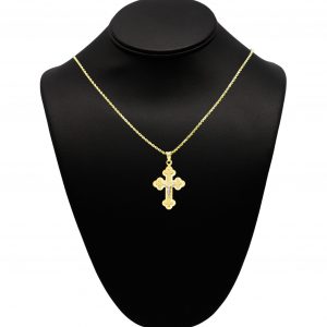 Two Tone Cross With Jesus 10k- Pendant