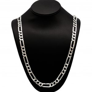 Figaro Diamond Cut 10mm 30" GHJ125- Silver Chain