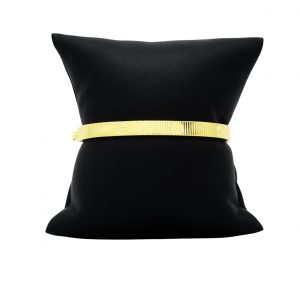 Yellow Silver Stripe Love Bangle 6mm 7"- Silver Bracelet