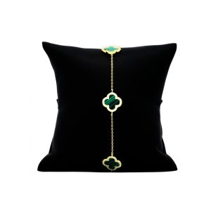 Yellow Silver Green Clover 7.5"- Silver Bracelet