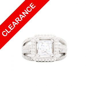 Cz Princess Cut Diamond Ring .78ct 18k - Ring