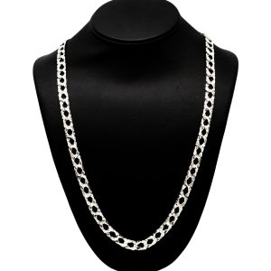 Nugget X Diamond Cut 8.2mm 30" GHJ189 - Silver Chain