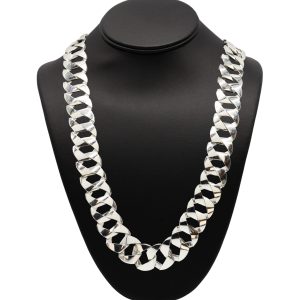 Double Sided High Polish X Diamond Cut 20.85mm 30" GHJ308 - Silver Chain - Image 1