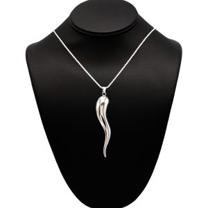XL Italian Horn  - Silver Pendant