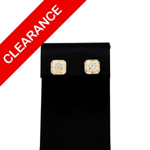 Square Cluster Diamond Studs 1.15ct 10k- Earrings