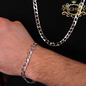 Diamond Cut 7mm 9.25" GHJ107 - Silver Bracelet - Image 2