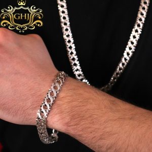 Diamond Cut 11.5mm 9.75" GHJ135 - Silver Bracelet - Image 2