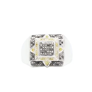Silver Black Diamond Ring - Silver Ring