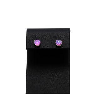 Silver Pink Studs - Silver Earrings - Image 1