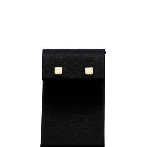 Yellow Silver Moissanite Square Halo Cluster Studs - Silver Earrings - Image 1