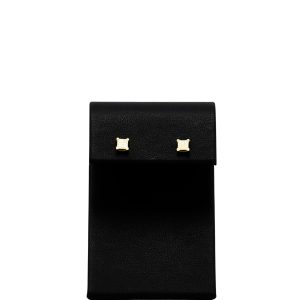 Yellow Silver Moissanite Small Square Cluster Studs - Silver Earrings - Image 1