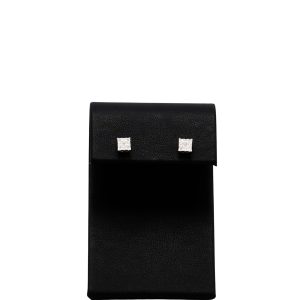 Silver Moissanite Square Cluster Studs - Silver Earrings - Image 1