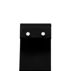 Silver Moissanite Flat Flower Cluster Studs - Silver Earrings