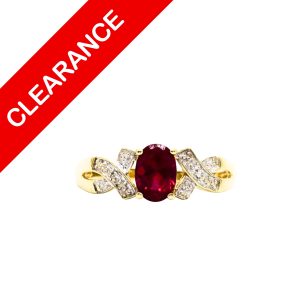 Synthetic Ruby Diamond Ring 10k - Ring