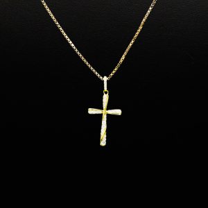 Yellow Silver Small Fancy Cz Cross - Silver Pendant - Image 2