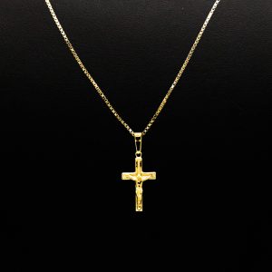 Yellow Silver Small Cross with Jesus - Silver Pendant - Image 2
