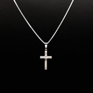 Silver Small Grooved Cross - Silver Pendant - Image 2
