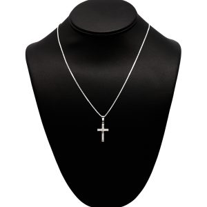 Silver Small Grooved Cross - Silver Pendant - Image 1