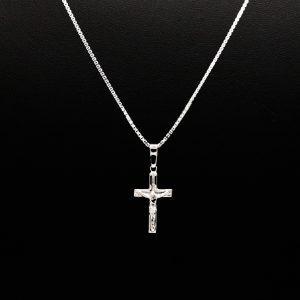 Silver Small Cross with Jesus - Silver Pendant - Image 2
