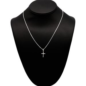 Silver Small Classic Cz Cross - Silver Pendant - Image 1