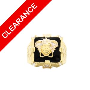 Two Tone Medusa Square Ring 10k - Ring