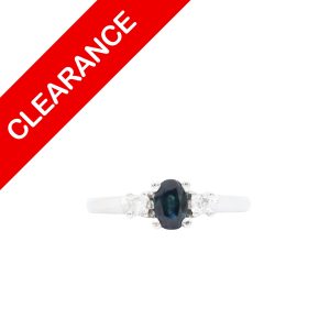 Diamond Oval Sapphire Ring .12ct 14k - Ring - Image 1