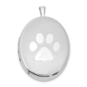 Oval Paw Locket - Silver Pendant