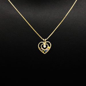7 Stone Double Heart 10k - Pendant - Image 2
