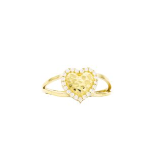 CZ Nugget Heart 10k- Ring