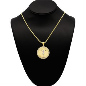Round Cz Jesus 10k - Pendant