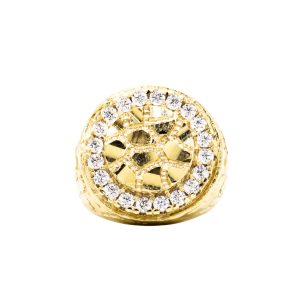 CZ Round Nugget 10k - Nugget Ring