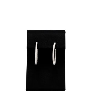White Gold Sparkly Skinny Hoop 10k- Earrings