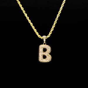 CZ Letter B Pendant 10k - Pendant - Image 2