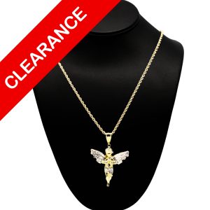 Large Two Tone Angel Pendant 10k - Pendant