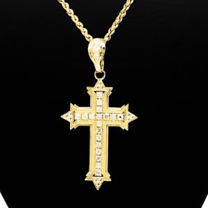CZ Cross Pendant 10k - Pendant - Image 2