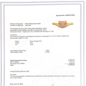 Oval Fancy Orange/Pink Diamond Ring 1.35ct Lab10k #238 - Ring - Image 2