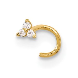 3 Cz Round Nose Stud - Body Jewellery