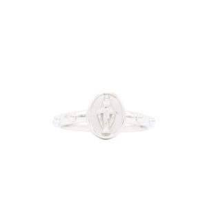 White Gold Rosary Ring 14k - Ladies Ring