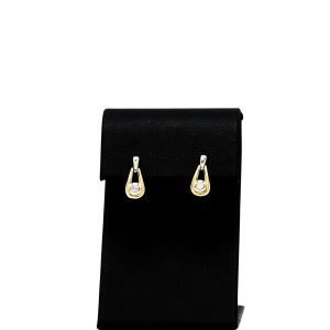 Two Tone Dangly Diamonds .12ct 10-14k - Genuine Diamond Earrings