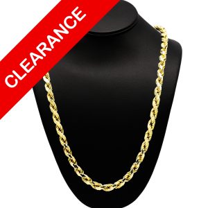 Yellow Silver Solid Rope 7.75mm 30" - Silver Chain