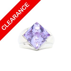 Silver Large Purple Stone Ring - Silver Ring