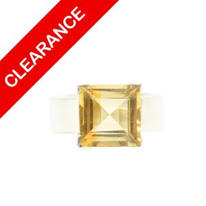 Silver Large Yellow Stone Ring - Silver Ring
