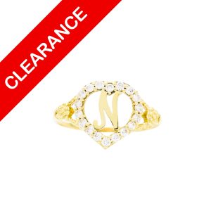 Letter N CZ Heart Ring 10k - Ring - Image 1
