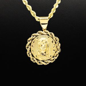 Round Rope Jesus 10k - Pendant - Image 2