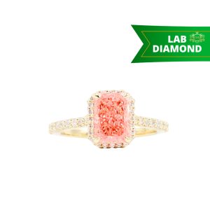 Pink Radiant Cut Diamond Ring 2.6ct 10k #248 - Ring