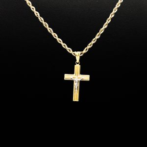 Two Tone Jesus Cross 10k - Pendant - Image 2