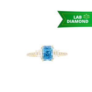Blue Radiant Cut Diamond Ring 1.5ct 10k #299 - Ring