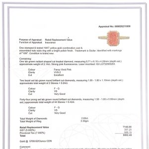 Pink Radiant Cut Diamond Ring 2.6ct 10k #248 - Ring - Image 3