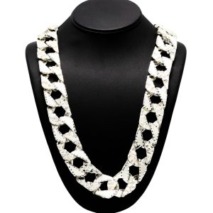 Nugget X Diamond Cut 24.5mm 30"- Silver Chain