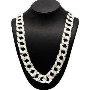Nugget X Diamond Cut 20.25mm 31"- Silver Chain